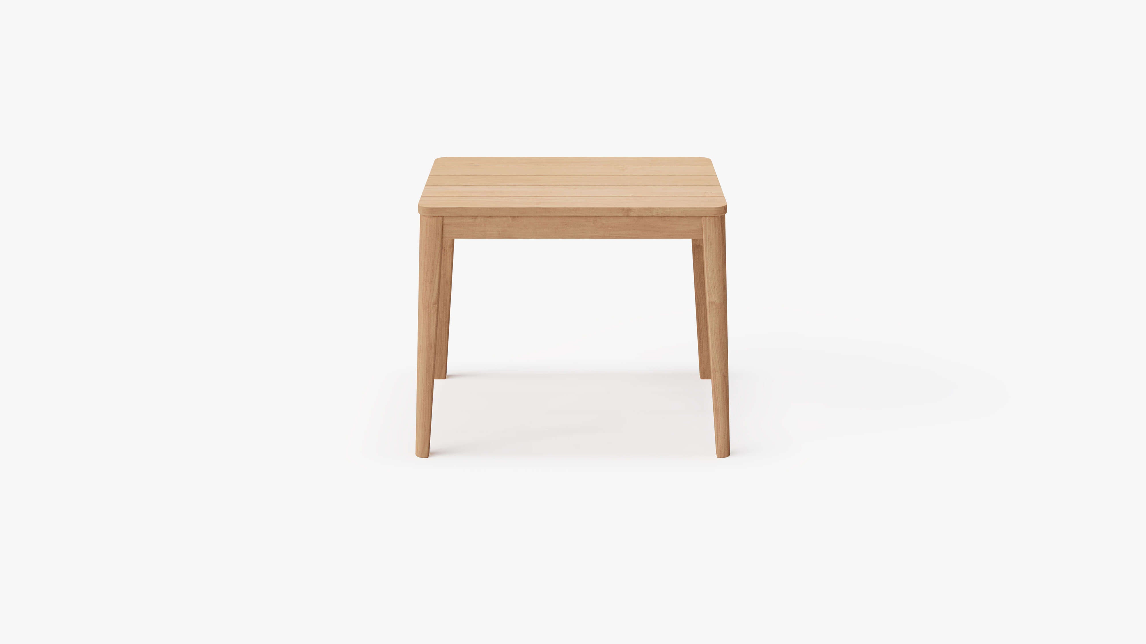Single Teak Side Table, front view. #shape_rectangular